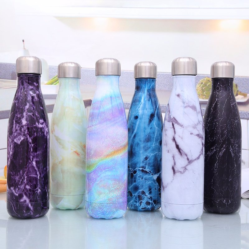 17oz White Marble Design Vacuum Insulated Cola Shape Double Wall Stainless Steel Portable Water Bottle Flask – Sports Bottle and Thermos Flask price