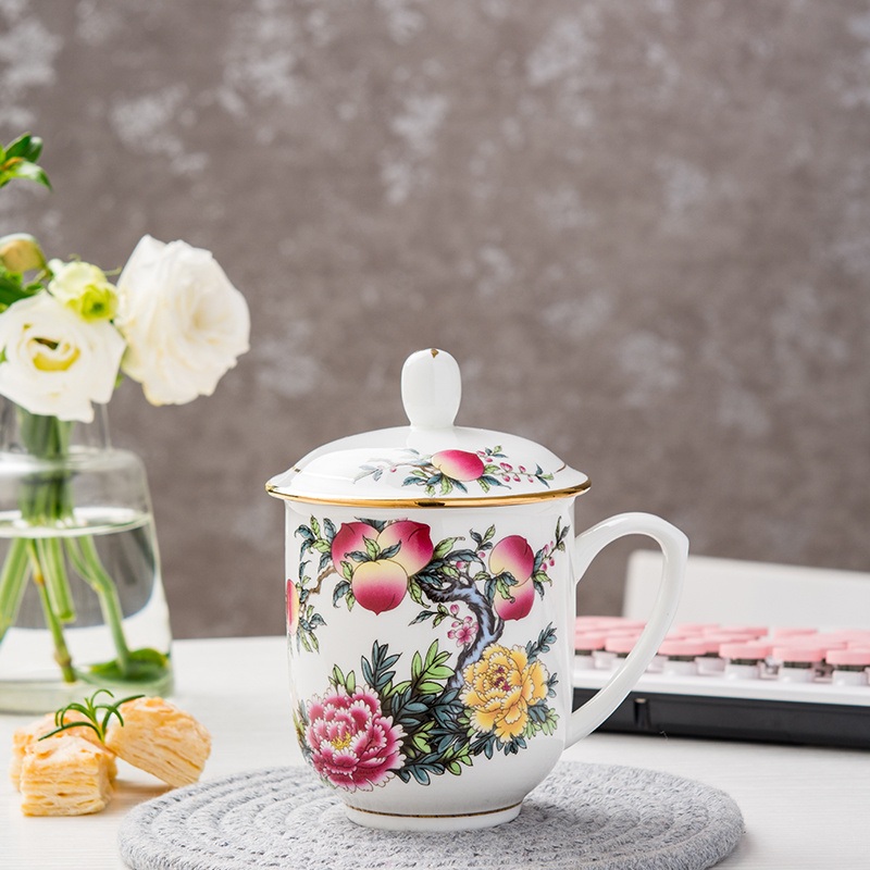 Chinese Flower Ceramic Mug Cups with Lid – Bone China Mug and Mug price