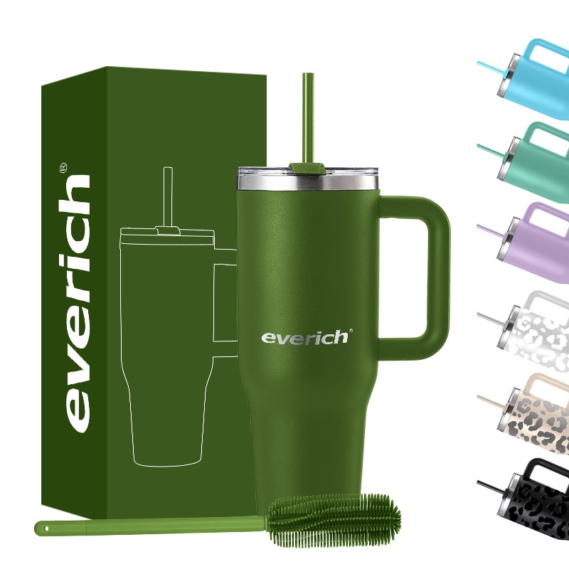 Colorful SS304 Vacuum Insulated Double Wall 40oz Water Bottle Tumbler Vacuum Flask with Handle and Straw – Stainless Steel Tumbler and Stainless Steel Cup price