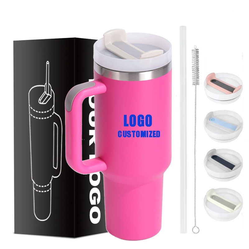 Custom Logo Double-Walled Insulated BPA-Free 40 Oz Stainless Steel Tumblers with Handle Spill-Proof Lid and Straw – Stainless Steel Tumbler and 40oz Tumbler price