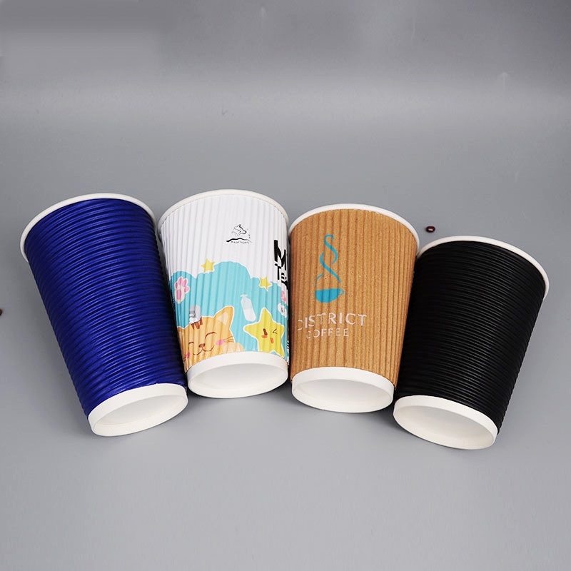 Eco Disposable Coffee Cartoon Paper Cups Ripple Wall Paper Cup with Lid – Paper Cup and Coffee Cup price