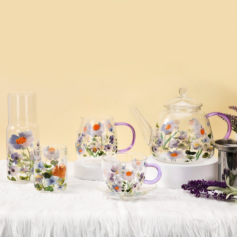 Elegant Floral Glass Coffee and Tea Mug with Filter – Mug and Floral Glass Mug price