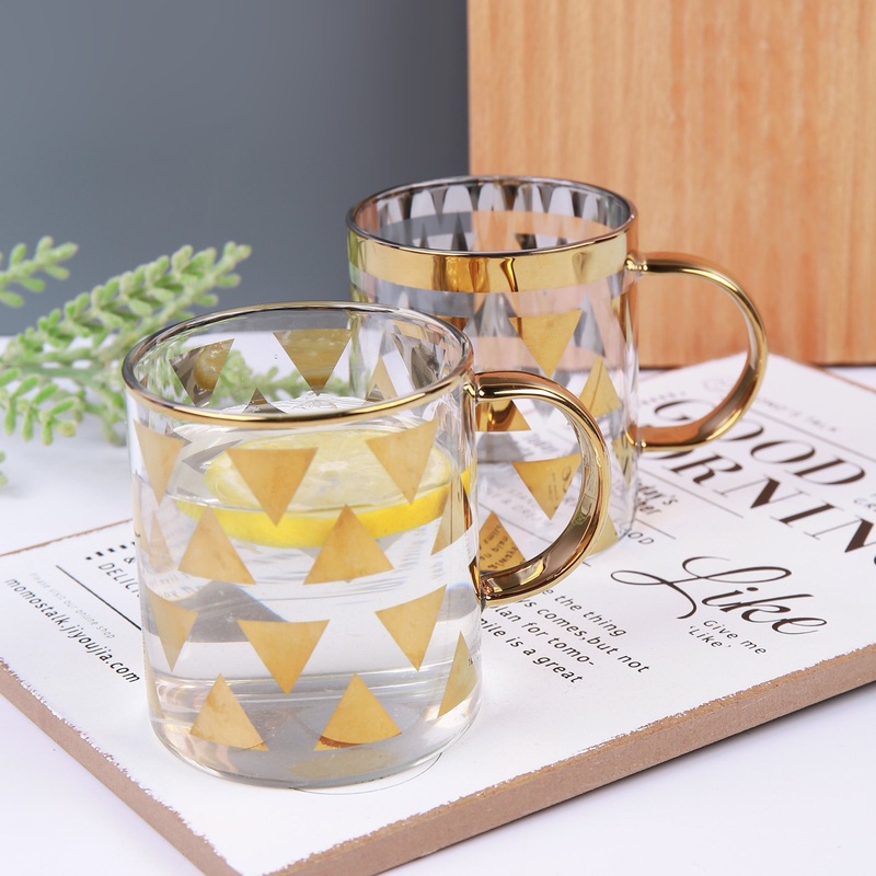New Arrival Drinkware Cup Glass Mug with Gold Handle – Mug Glass and Glass Mug price