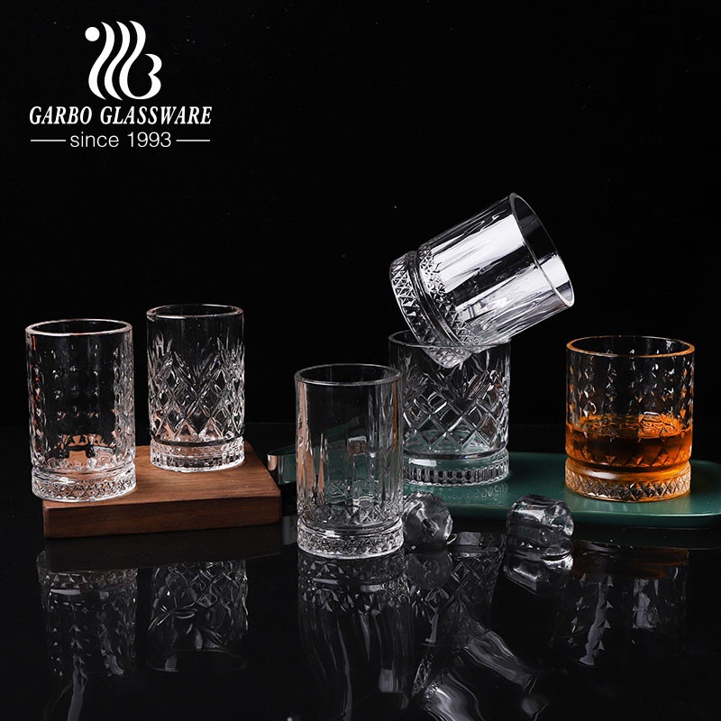 New Design Mould Engraved Glass Cup Wholesale Classic Whisky Water Glassware – Whiskey Glass Cups and Engraved Glassware price