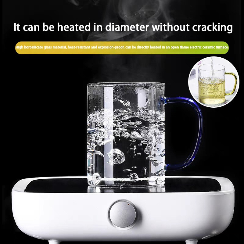 OEM 300ml Handmade Eco-Friendly Round Glass Milk Cup with Color Handle for Drinking – Glass Cup and Drinking Cup price