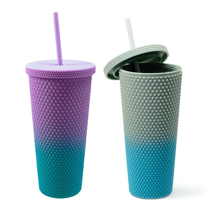 Stylish 1000ml Studded Plastic Cup with Eco-Friendly Straw – Eco-Friendly Cup and Reusable Plastic Cup price