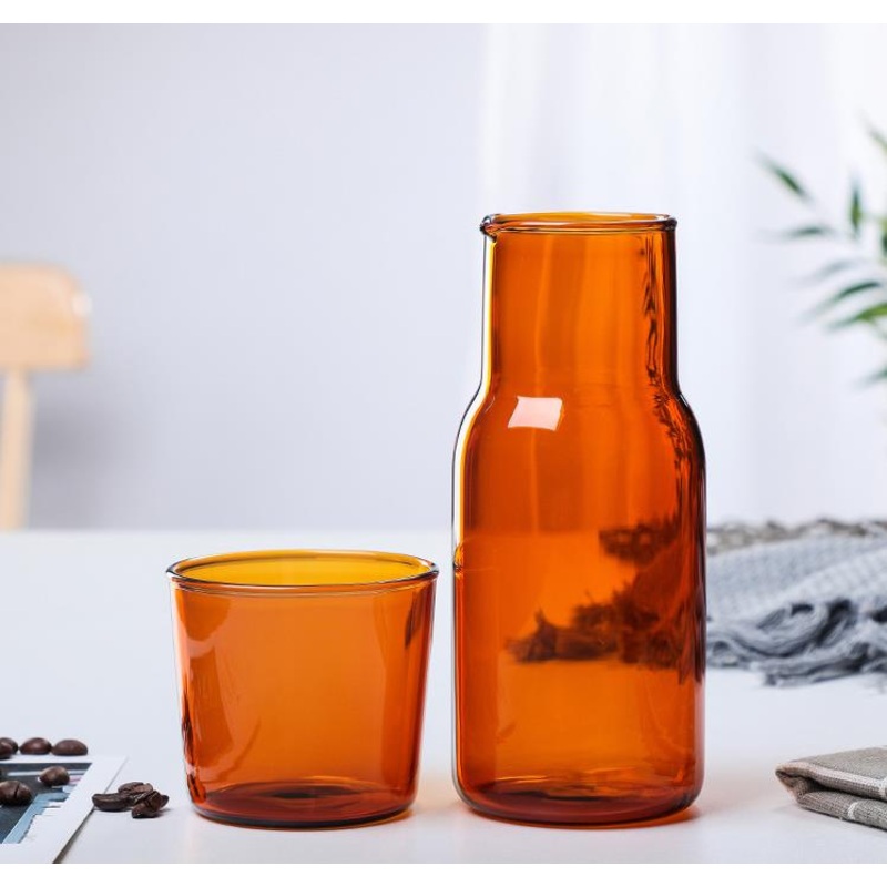 Support Drop Shipping 450ml Reusable Colored Glass Water Bottles with Glass Cup Cover for Cold Water, Milk, Fruit Juice – Bottle and Glass Botlle price