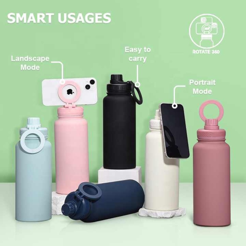 2024 New Style Large Capacity 32oz Double Wall Stainless Steel Insulated Vacuum Water Bottle with Magnetic Phone Holder – Magnetic Phone Holder Tumbler and Stainless Steel Tumbler price