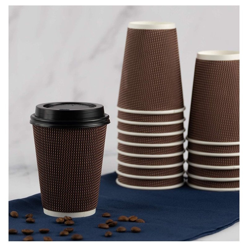 8 Oz Customized Design Ripple Wall Coffee Paper Cups Corrugated Wall Paper Coffee Cups – Paper Cup and Disposable Coffee Cup price