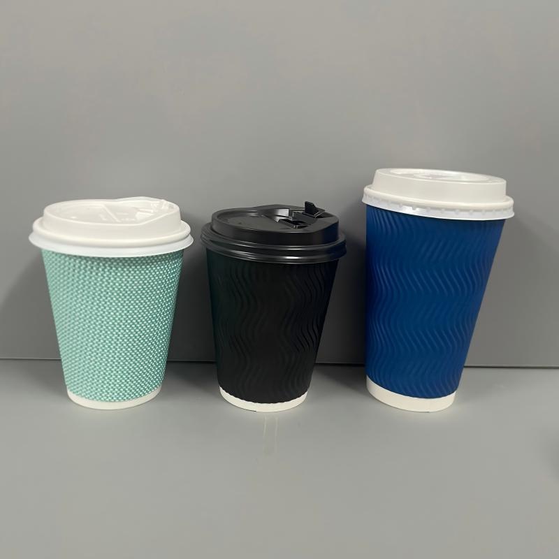 Biodegradable Customized Black Ripple Wall Paper Coffee Cup Red Paper Coffee Cup Disposable Cups – Biodegradable Paper Cups and Custom Logo Printed Paper Cup price
