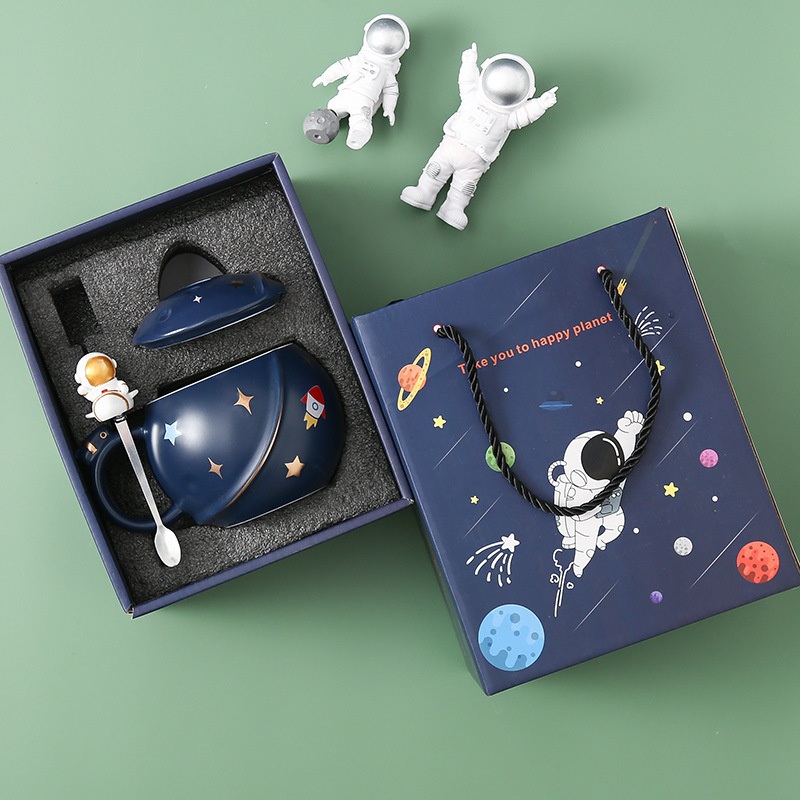Custom Cups Mugs Set Gift Box Father&rsquor; S Day Gift Cartoon Astronaut Ceramic Mug Planet Cup – Mug and Ceramic Mugs price
