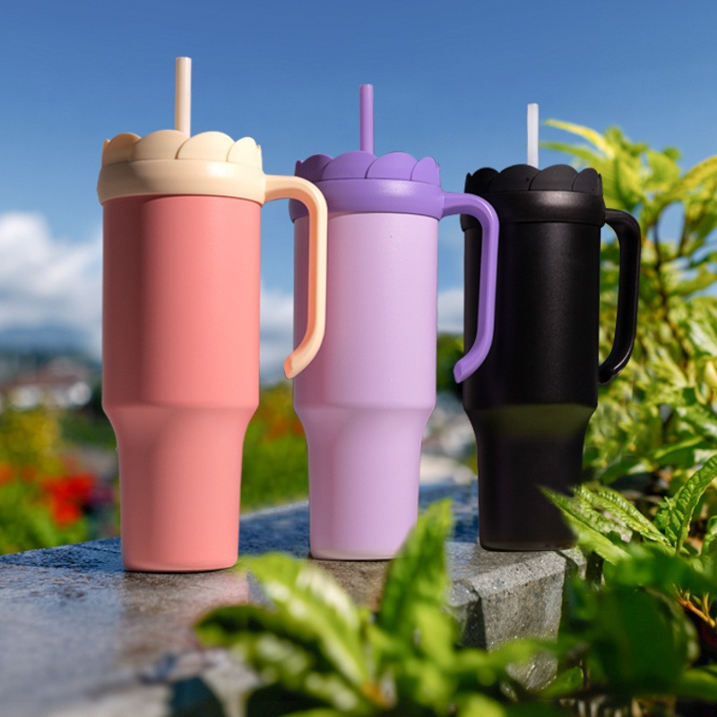 Custom Logo 40oz Stainless Steel Tumbler with Straw and Handle Double Wall Wholesale Bulk Tumbler – Insulated Tumbler and Tumbler with Handle price