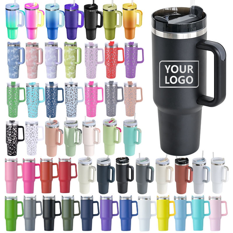Customised Logo 40oz Tumbler with Handle Straw Double Walled Cups Coffee Mug Thermos Stainless Steel Insulated Cup – Insulated Cup and Stainless Steel Insulated Cup price