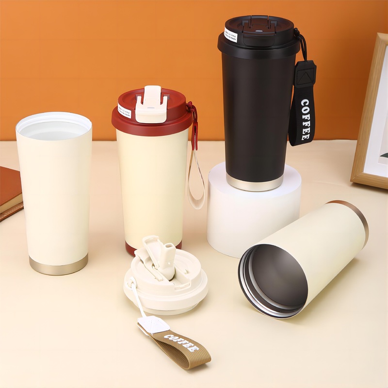 Insulated Coffee Mug with Ceramic Coating Coffee Tumbler Cup with Flip Lid and Handle Thermos Mug for Travel Office School – Water Bottle and Thermos price