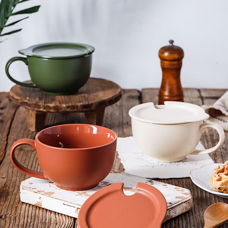 Large Capacity Ceramic Mug Oatmeal Milk Tea Breakfast Cereal Cup with Lid – Breakfast Cereal Cup and Large Capacity Ceramic Mug price