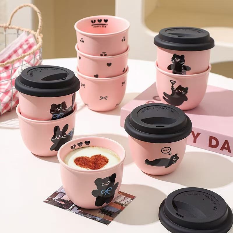 Pink Hand-Held Coffee Cup Cute Casual Cup with Lid Ceramic Cup – Coffee Cup and Tea Cup price