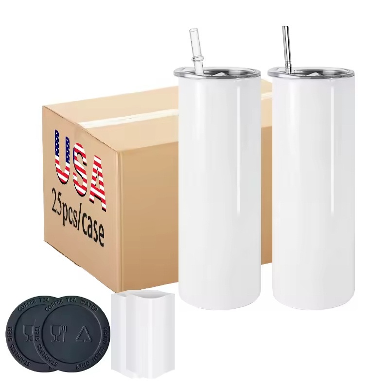Warehouse Reusable Portable 20 Ounce Skinny Straight Sublimation Tumblers SUS304 Insulated 20oz 30oz Tumbler with Straw – Sublimation Blank Tumbler and Stainless Steel Tumbler price