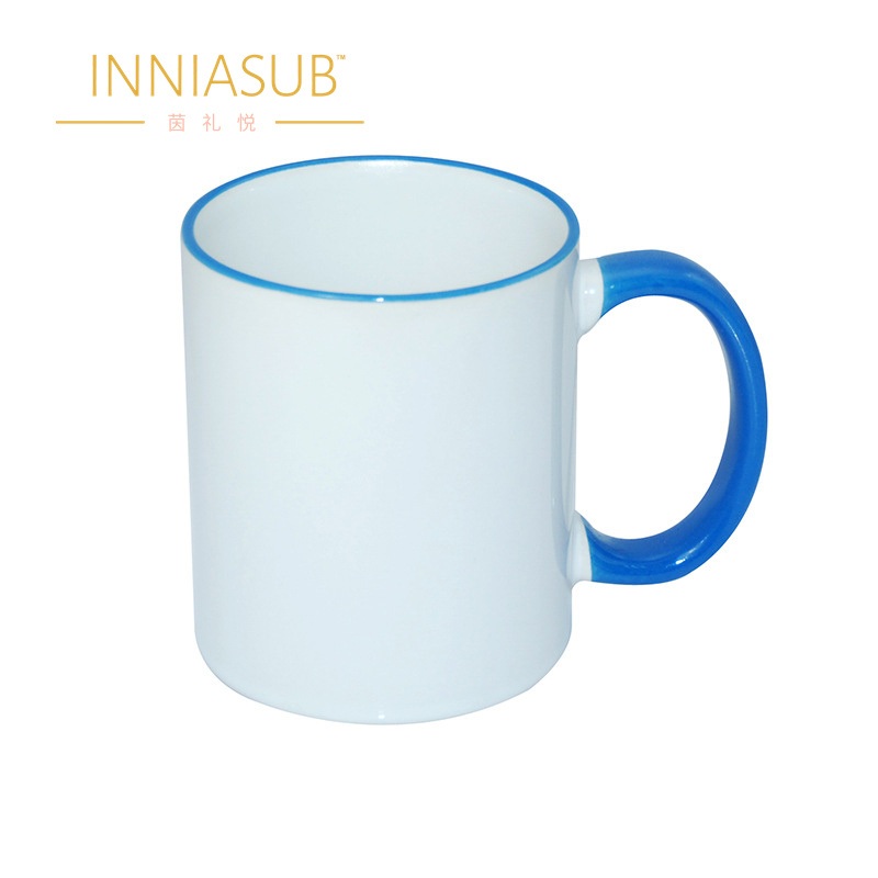 Customization Gifts Colorful Rim Round Handle Ceramic Cup 11oz Coffee Tea Drinking Promotion Mug – Sublimation Mug and Porcelain Mug price