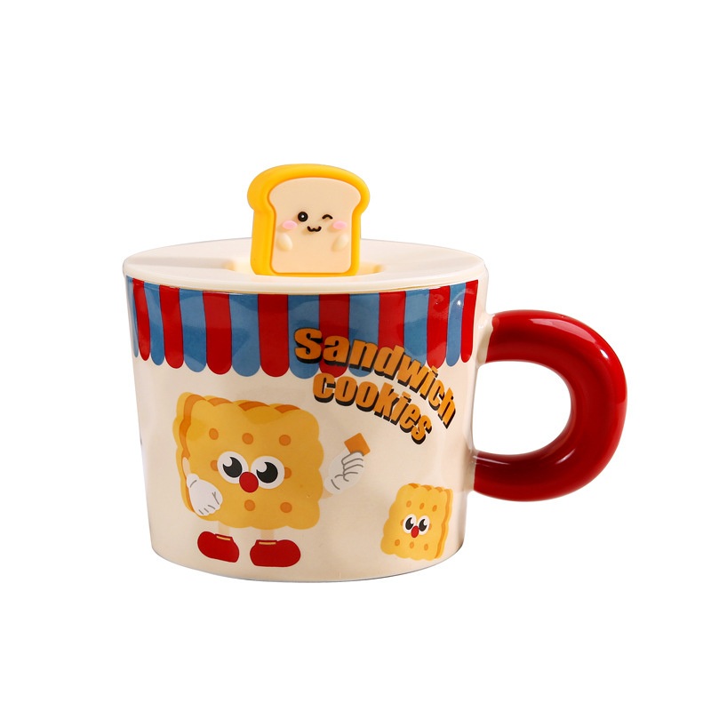 Cute Toast Peas Cartoon Ceramic Mug with Lid Modern Design for Office or Gift for Water or Milk – Ceramic Mug and Mugs Ceramic price
