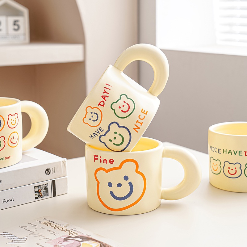 Factory Direct Emoji Ceramic Cup Happy Emoji Face Coffee Cup Cute Bear Emoji – Coffee Cup and Ceramic Mug price