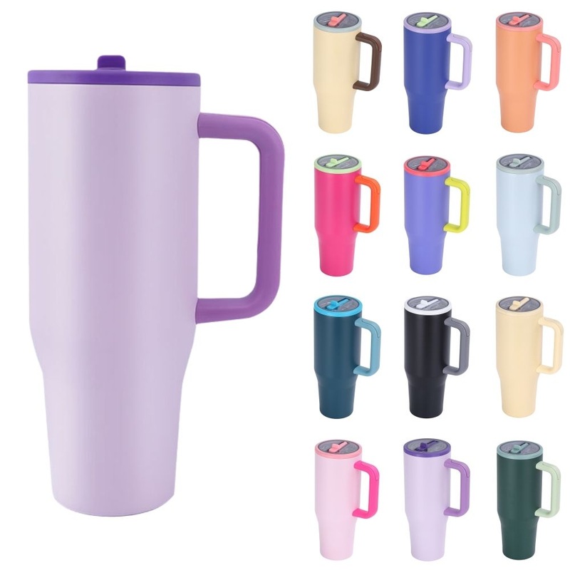 Wholesale Custom Double Wall 304 Stainless Steel Tumbler Cups Leak Proof Vacuum Insulated 40oz Tumbler with Handle and Straw – Tumbler and Stainless Steel Tumbler price