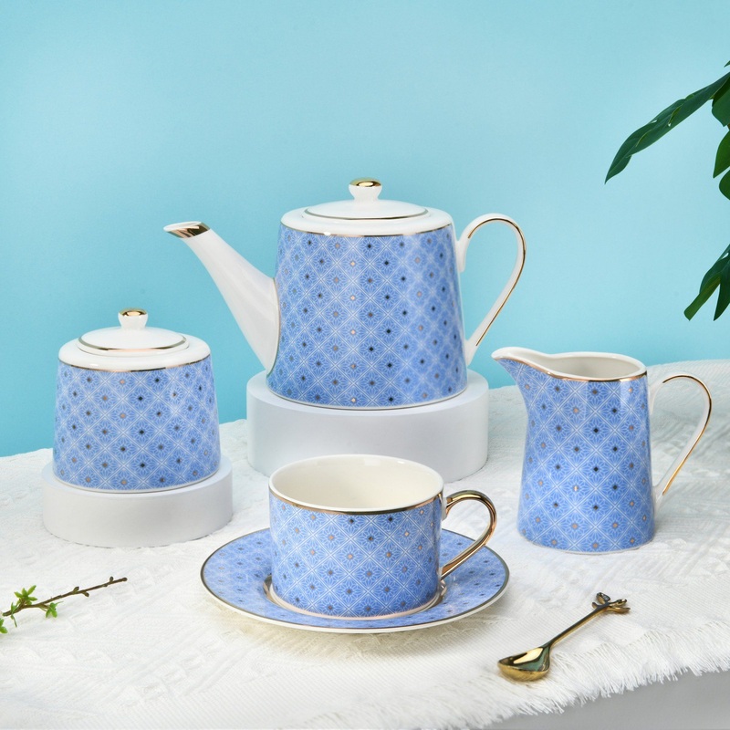 Wholesale Porcelain Gold Rim Teapot Coffee Cup Ceramic Tea Set – Tea Set and Ceramic Tea Set price