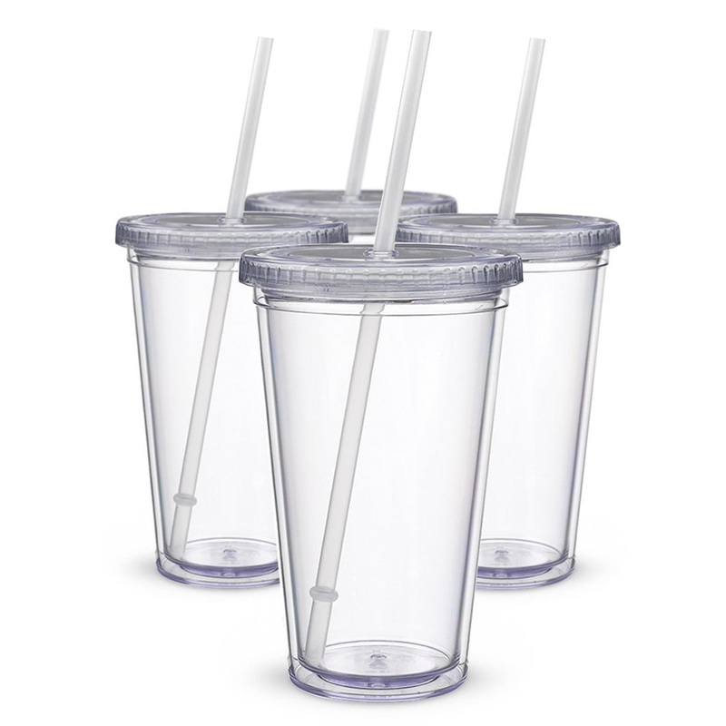 16oz 24oz Insulated Double Walled Plastic Acrylic Cups Dupes Snowball Snowglobe Tumbler with Lids and Straw Plastic Cup – Water Cup and Plastic Cup price