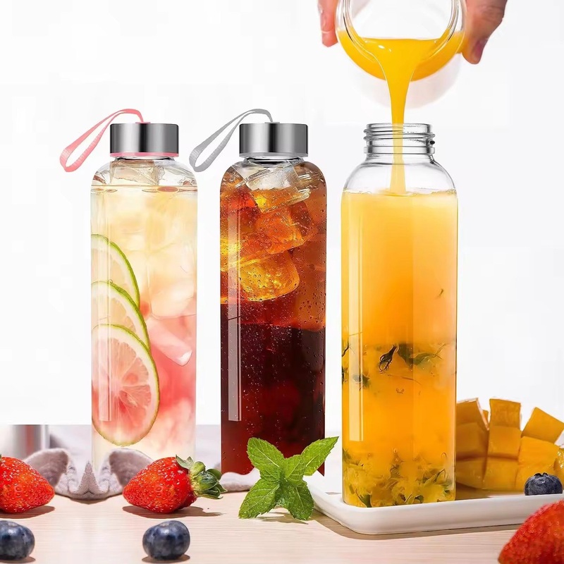 500ml High Temperature Resistant Simple Style Portable Iuice Glass Water Bottle with Handle – 500ml High Temperature Resistant Water Bottle and Simple Style Water Bottle price