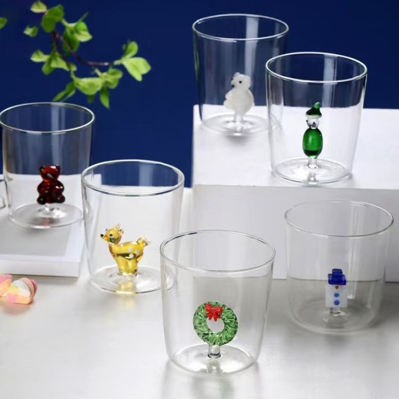 Custom Cute 3D Animal Farm Glass Christmas Ornament Drinking Mug Kids Milk Mug – Glass Mug and Milk Mug price