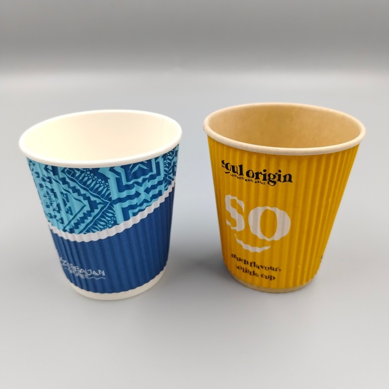 Eco-Friendly Disposable 8oz 12oz 16oz Custom Coffee Cup Ripple Wall Paper Cup – Paper Cup and Ripple Wall Paper Cup price