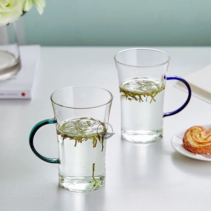 Glass Home Living Room Water Cup Green Tea Cup Mens and Womens Office Heat-Resistant Simple Transparent Tea Cup with Handle – Cup and Tea Cup price