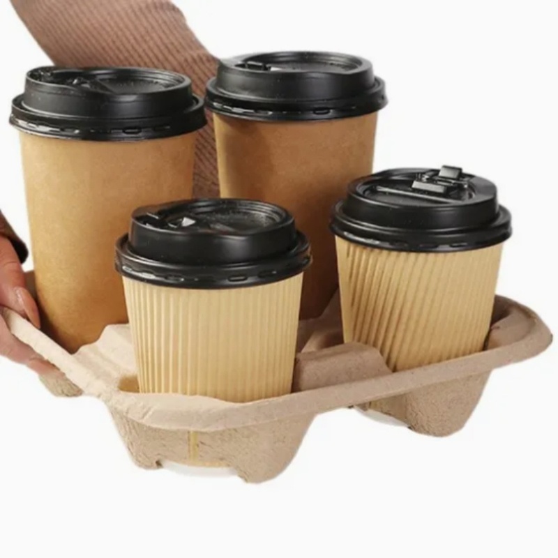 Hot Sale Degradable Bubble Tea Four Cup Carrier Coffee Cup Holder – Cup Carrier and Cup Holder price