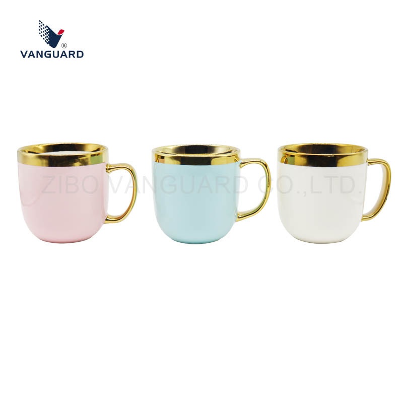 Multi Color Round Coffee Mug Wholesale 10oz 11oz 12oz 14oz Ceramic Electroplating Mug with Golden Rim – Electroplating Mug and Ceramic Mug price