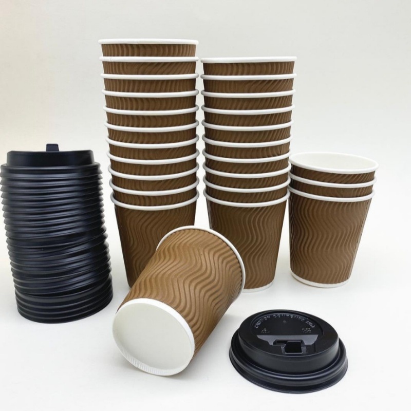 Paper Coffee Cups Design Custom Cup Disposable Ripple Wall Paper Cups Mug for Hot Drinks – 12oz Corrugated Paper Cup and 12oz Ripple Wall Paper Cup price