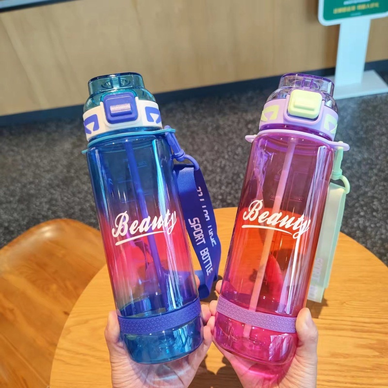 850ml Wholesale Gradient Cartoon Beauty Drinking Popular Straw Water Bottle with Belt – Sport Water Bottle and Drinking Water Bottle price