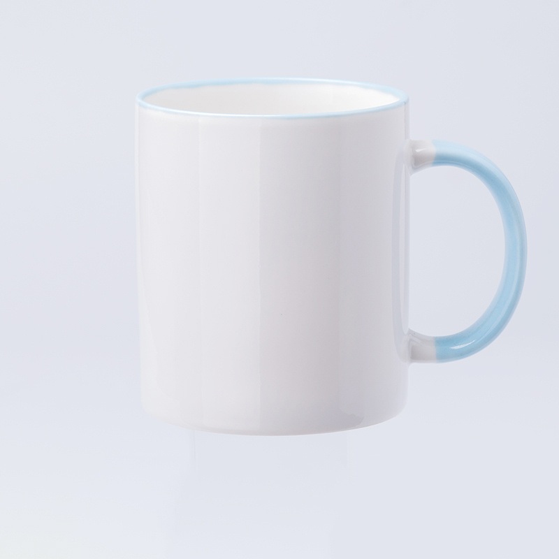Blue Rim Handle Ceramic Coffee Mugs Porcelain Cups Custom Logo – Blank Mug and Porcelain Mug price