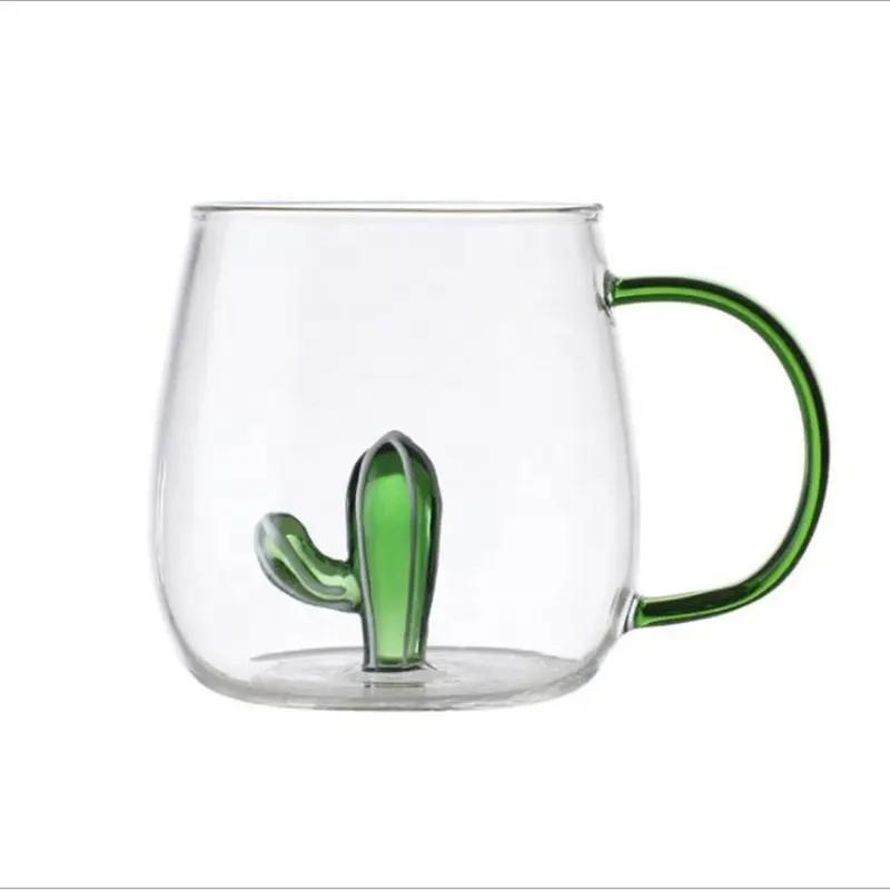 Custom Clear 400ml 3D Glass Plant Color Inner Cup Tea Cup Beer Mug – Square Glass Cup and High Borosilicate Cup price