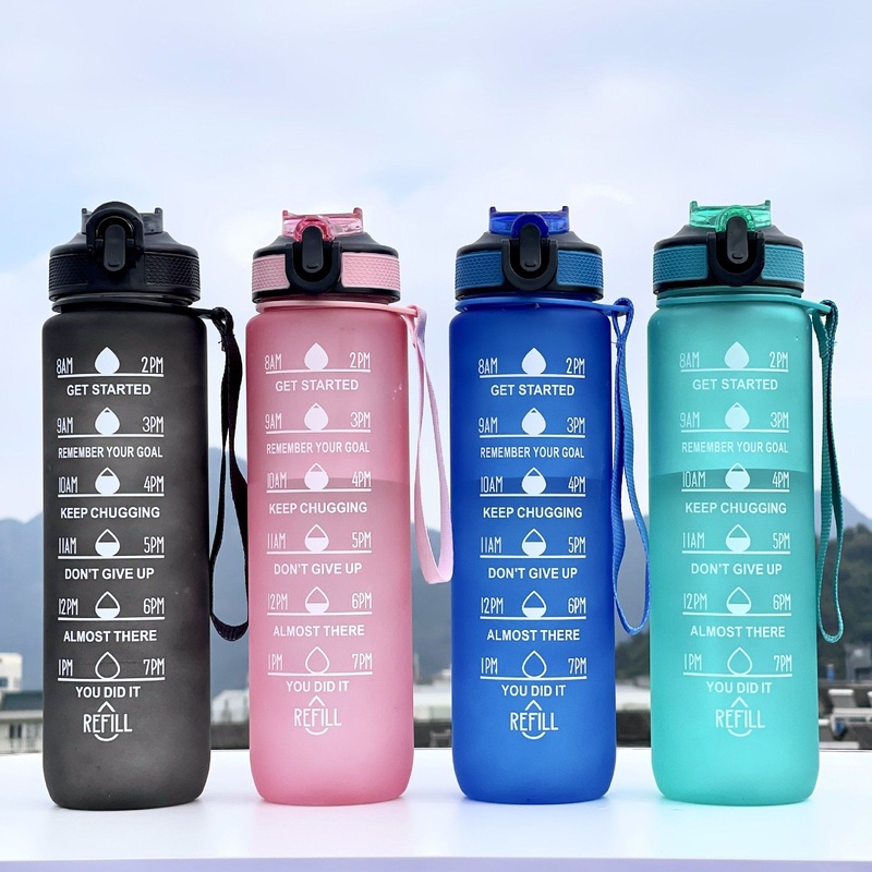 Custom Logo 1L BPA-Free PC Plastic Water Bottle Sports Cup with Strap and Straw for Outdoor Gym Sports Camping and Travel – Travel Cup and Sports Cup price
