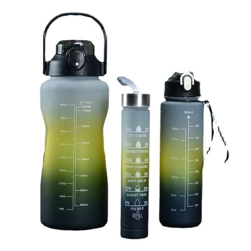 Outdoor Camping Sports Large Capacity Plastic Motivational Water Bottle with Time Marker and Three Volume 3 PCS Set – Water Bottle and Sports price