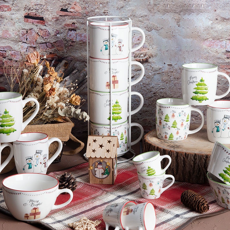 Set4 New Bone China 16oz Stackable Mug with Decal in Metal Rack+Color Box – New Bone China Mug with Decal and 16oz New Bone China Mug with Decal price