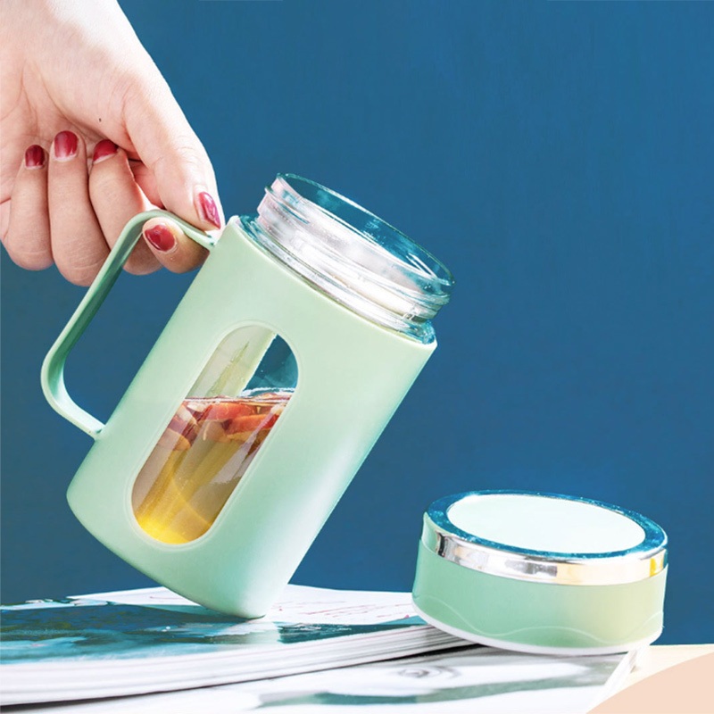 Simple Water Cup Household Glass Double-Layer Anti-Scalding Handle Sealed Cup Printed Logo Gift – Glass Cup and Cute Tumbler Cup with Handle price