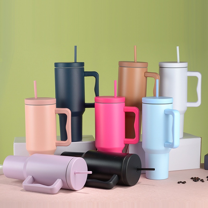 30oz 40 Oz Approximately Glass Cup with Handle and Straw Cover Reusable Stainless Steel Water Bottle Travel Cup – Vacuum Cup and Coffee Cup price