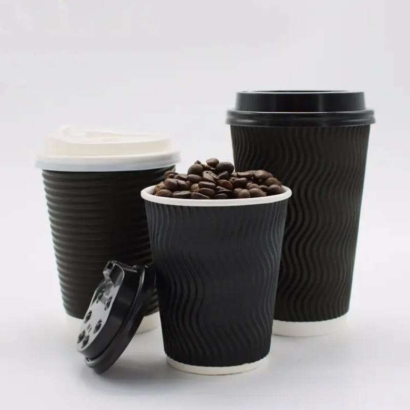 8oz 16oz Anti-Scald Double Wall Ripple Wall Insulated Coffee Paper Cups – Paper Tableware and Coffee Paper Cup price