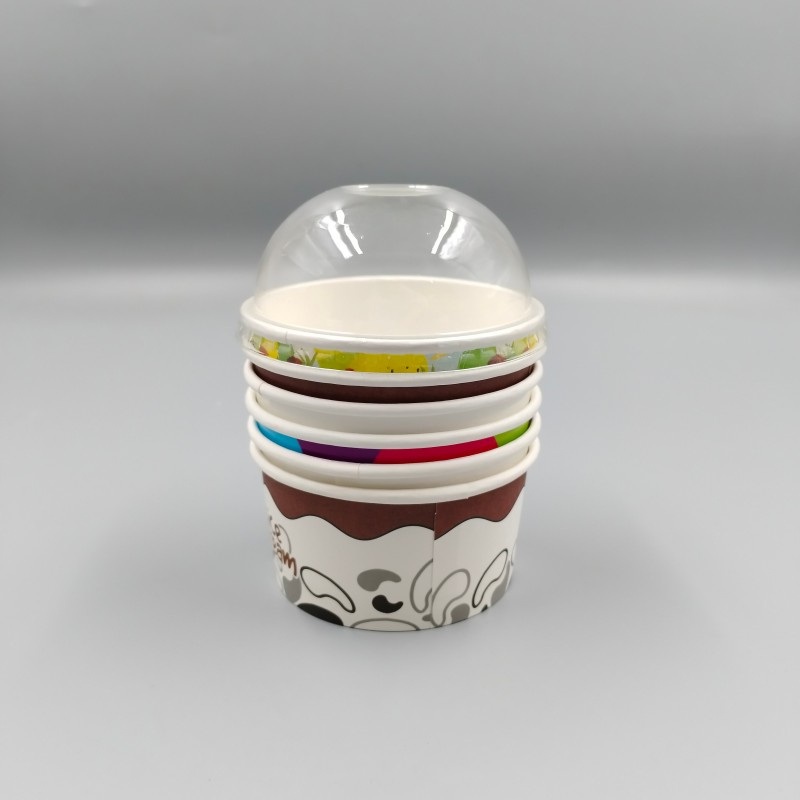 Disposable Salad Yogurt Ice Cream Paper Cup with Clear Flat/Dome Lid – Ice Cream Cup and Yogurt Cup price