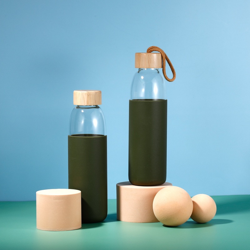 Everich Water Bottle in Glass Material with Bamboo Lid Narrow Mouth with Hanlde Lid Durable ODM Custom – Bamboo Lid and Durable price