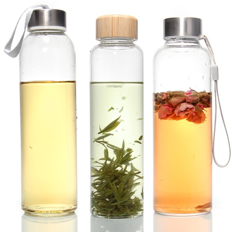 Factory Glass Bottle 420ml 600ml Borosilicate Glass Water Sports Drinking Bottle – Glass Water Bottle and Water Glass Bottle price