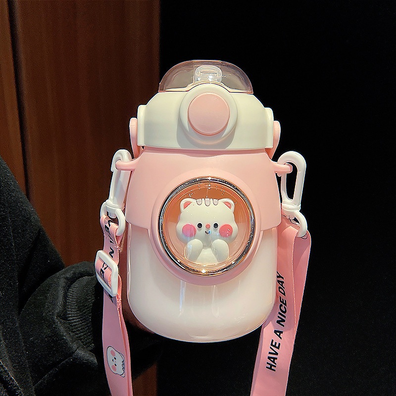 Kids Cute Plastic 820ml Large Capacity Portable Kawaii Cartoon BPA Free Outdoor Travel Trip Water Bottle with Straw – Plastic Water Cup and Large Capacity Water Cup price