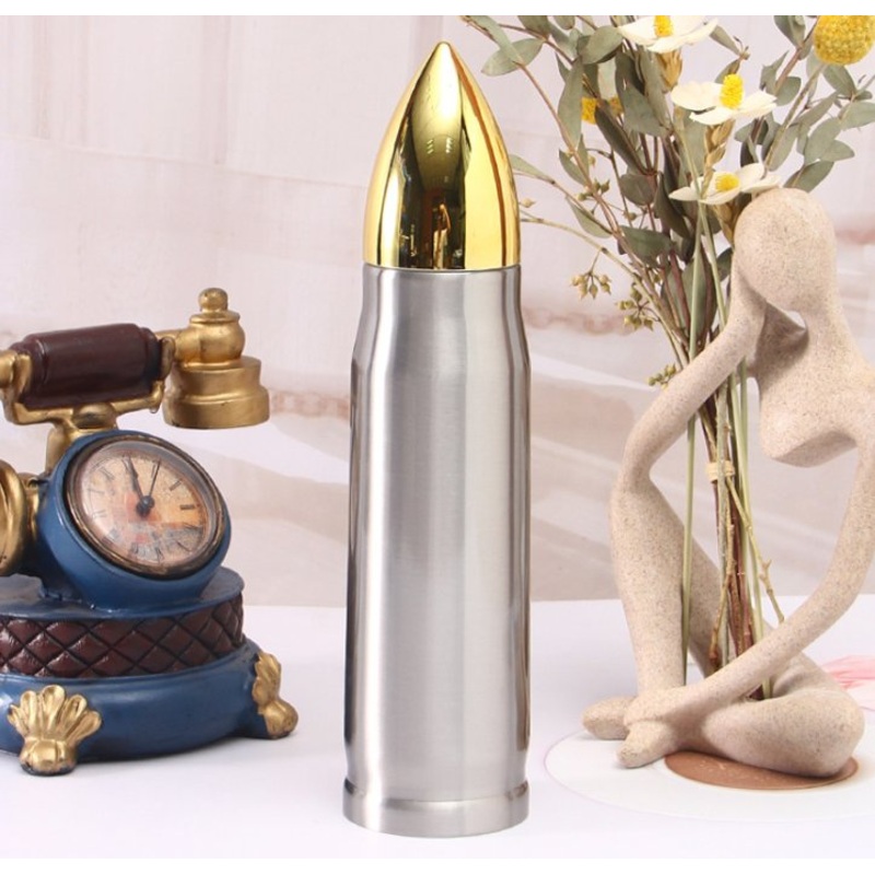 Rhong Custom Logo 350ml 500ml 1L Insulated Bullet Shaped Water Bottle Double Walled Stainless Steel Thermoses Vacuum Flask – Drinkware and Vacuum Flasks price