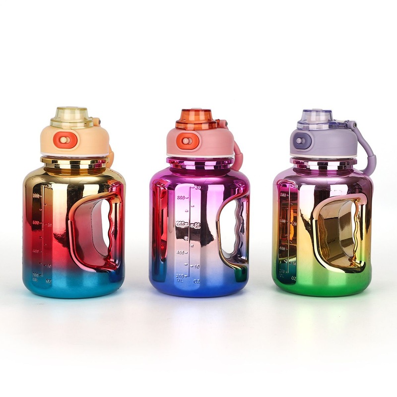 1000ml Glitter Sports Motivational Bottle with Handle Electroplate Plastic Water Bottle BPA Free – Motivational Water Bottle and Water Bottle with Time Marker price
