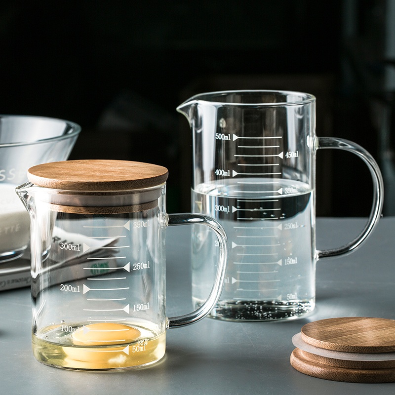 350/500/1000ml Borosilicate Glass Mug, Glass Measuring Cup with Bamboo Lid – Glass Mug and Measuring Cup price